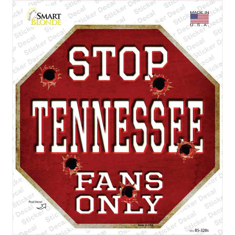 BS-328s-M Tennessee Fans Only Novelty Octagon Sticker Decal, Medium