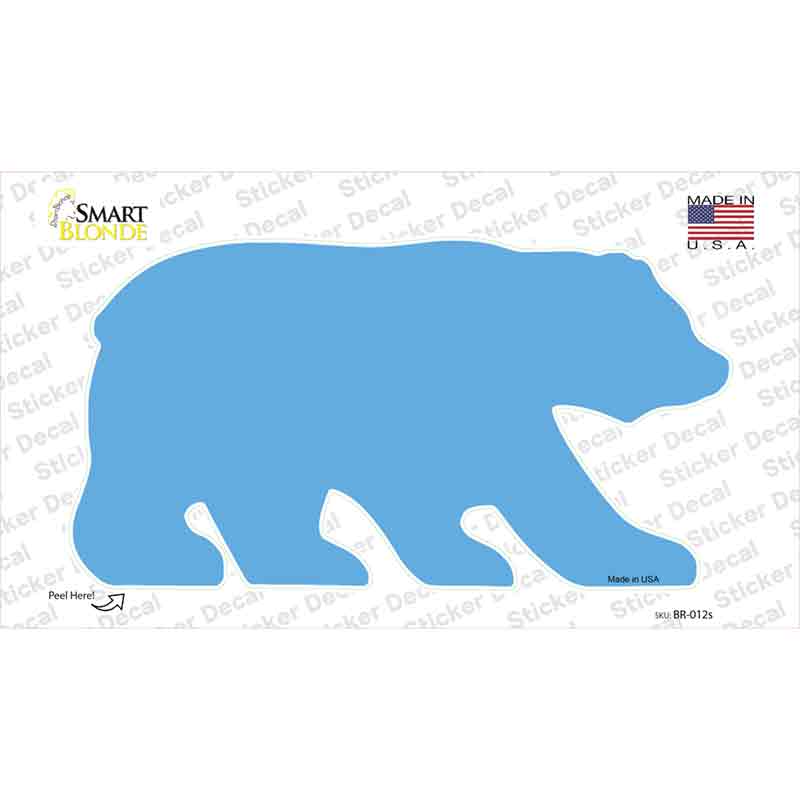 BR-012s-M Light Blue Solid Novelty Bear Sticker Decal, Medium