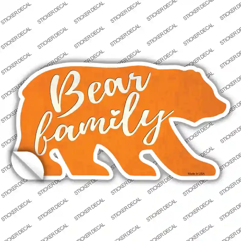 BR-045s-L Bear Family Orange Novelty Sticker Decal, Large