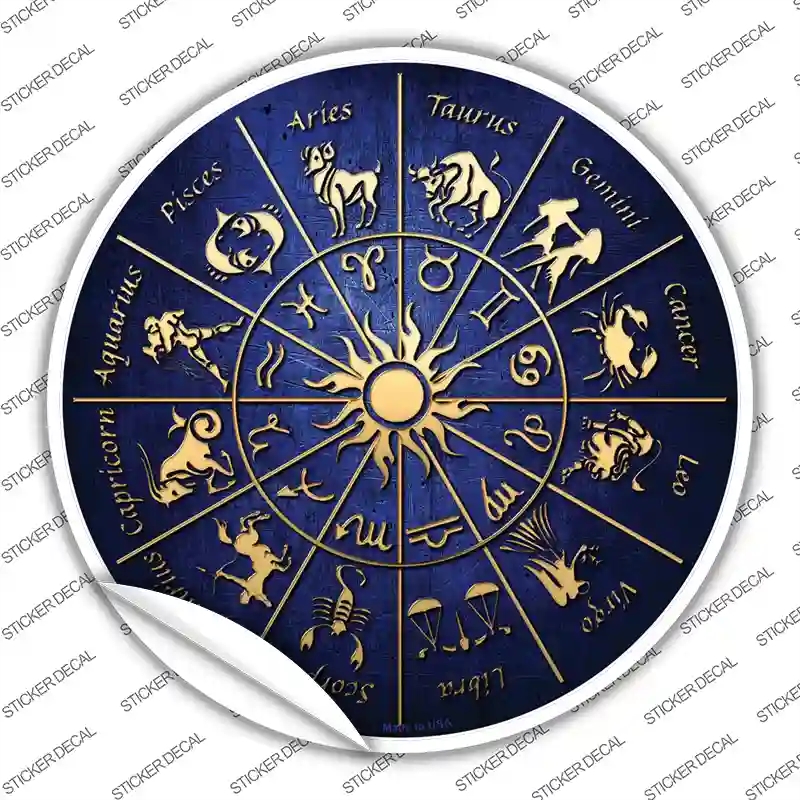 C-546s-S Zodiac Signs Novelty Circle Sticker Decal, Small