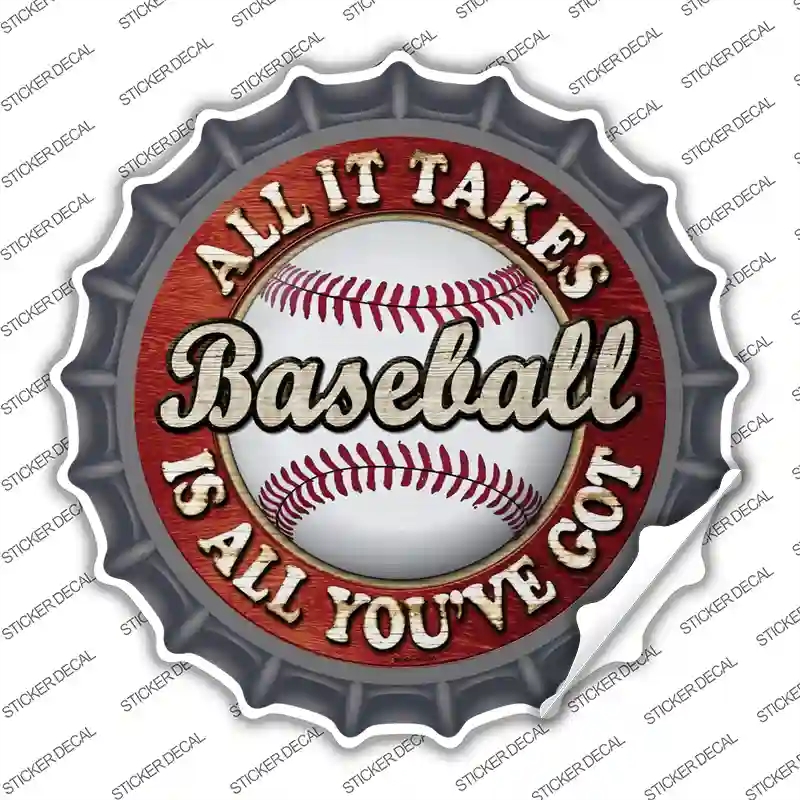 BC-662s-S Baseball Novelty Bottle Cap Sticker Decal, Small