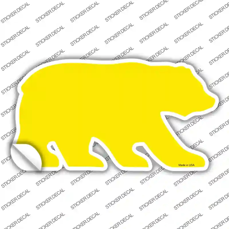 BR-006s-L Yellow Solid Novelty Bear Sticker Decal, Large