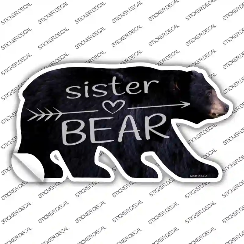 BR-062s-S Sister Arrow Novelty Bear Sticker Decal, Small