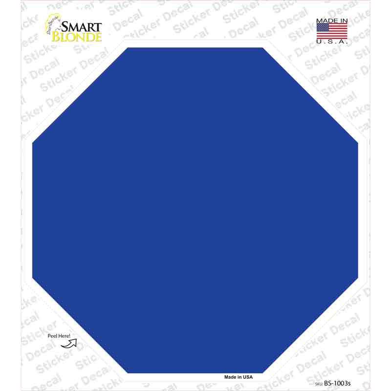 BS-1003s-M Blue Solid Novelty Octagon Sticker Decal, Medium