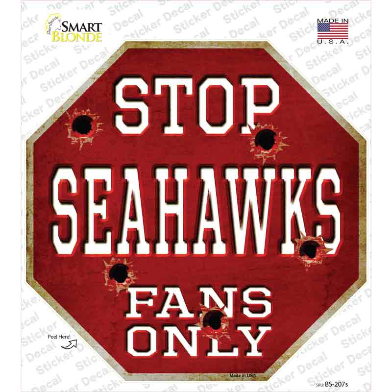 BS-207s-M Seahawks Fans Only Novelty Octagon Sticker Decal, Medium