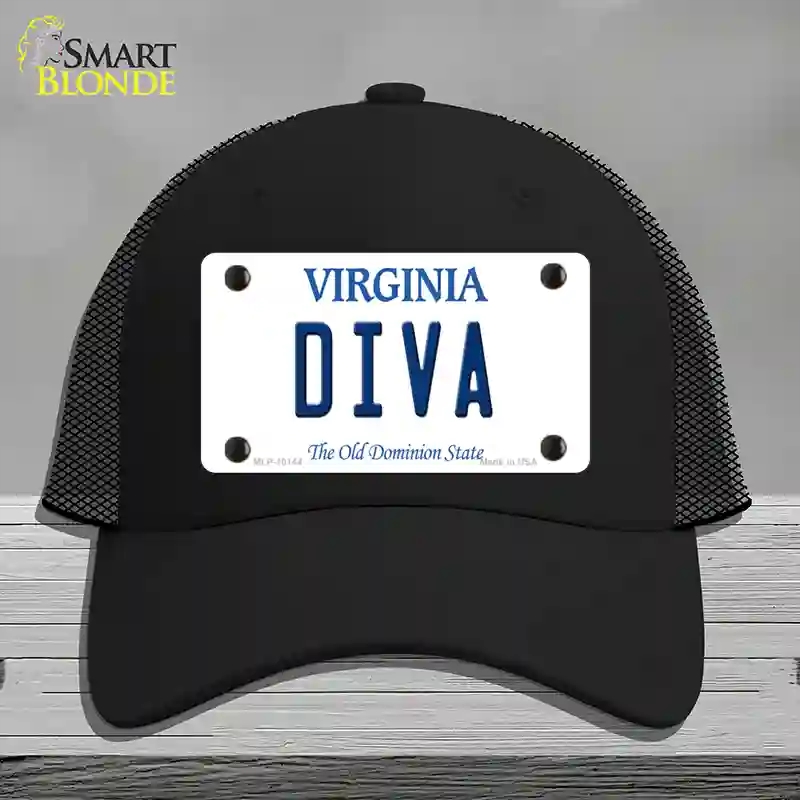 HAT01-MLP-10144 Diva Virginia Novelty License Plate Hat, Mesh - Black