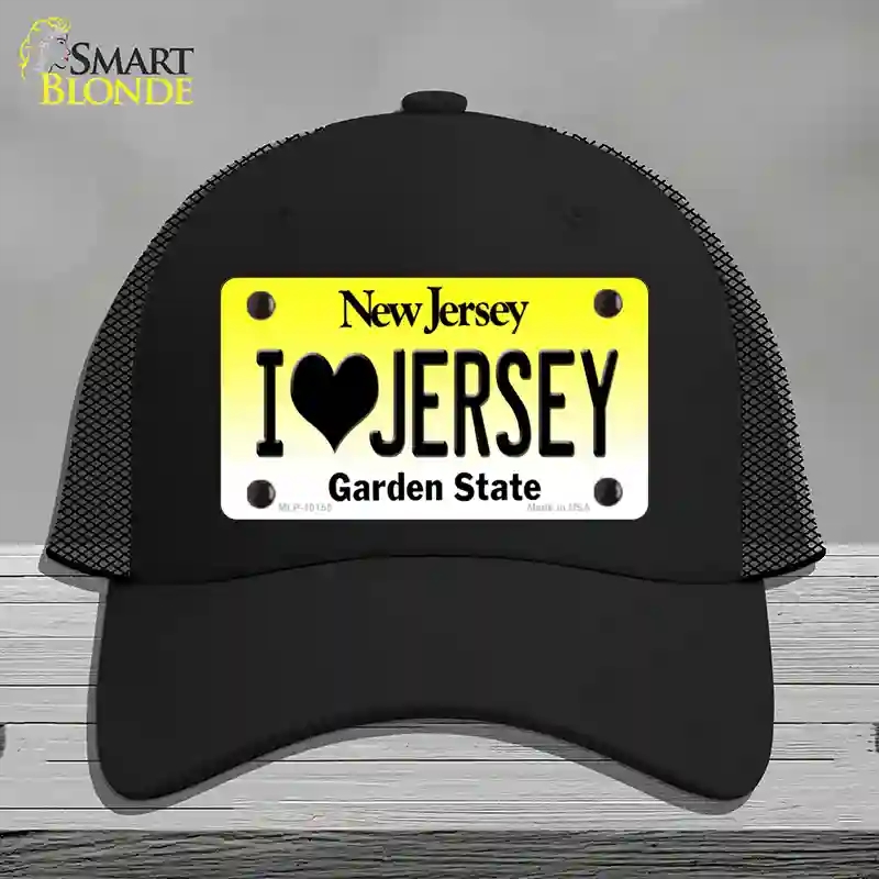 HAT01-MLP-10155 I Love Jersey   Jersey Novelty License Plate Hat, Mesh - Black