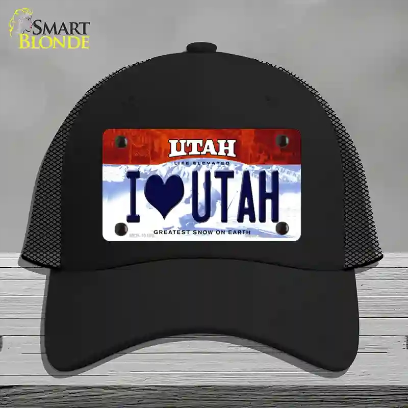 HAT01-MLP-10196 I Love Utah Novelty License Plate Hat, Mesh - Black