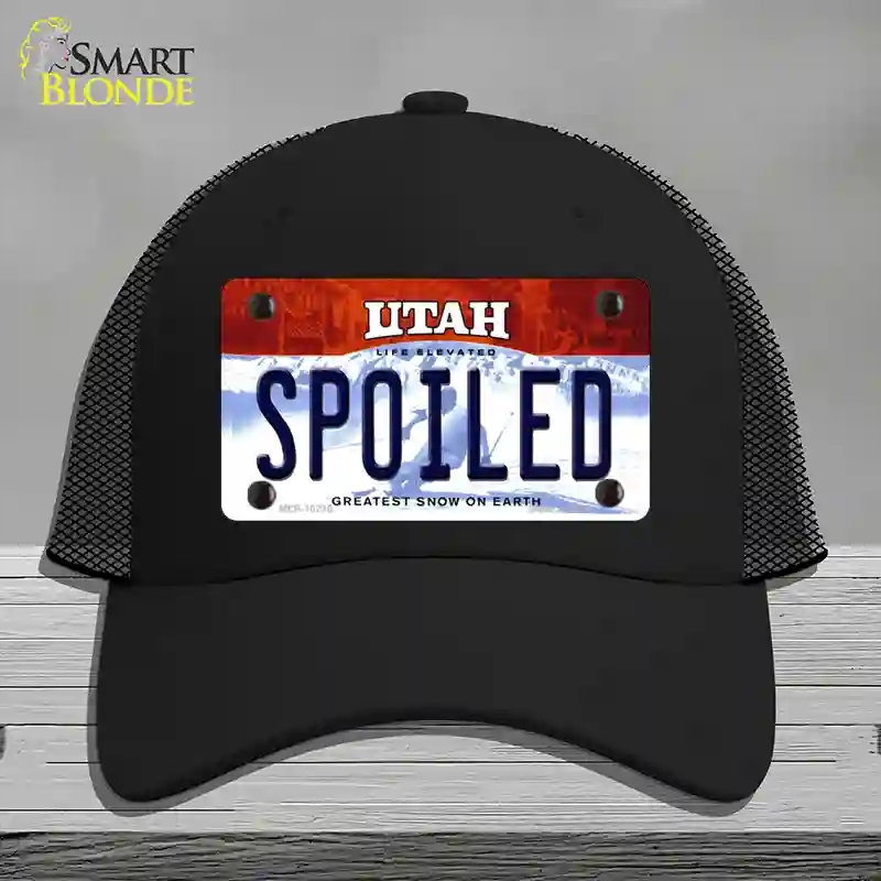 HAT01-MLP-10210 Spoiled Utah Novelty License Plate Hat, Mesh - Black