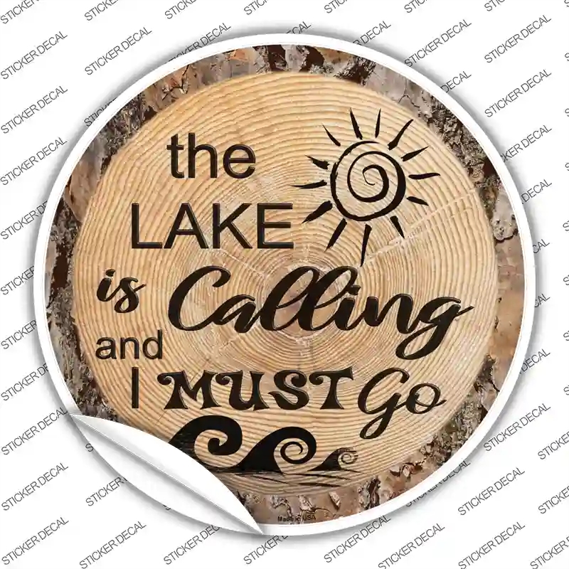 C-1379s-S Lake is Calling Novelty Circle Sticker Decal, Small