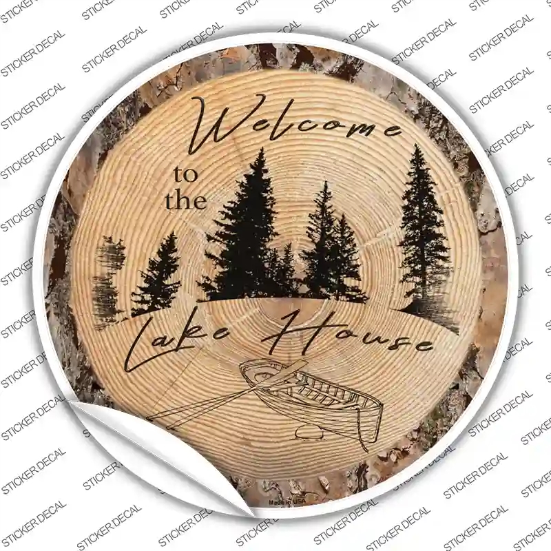 C-1397s-S Welcome to the Lake House Novelty Circle Sticker Decal, Small