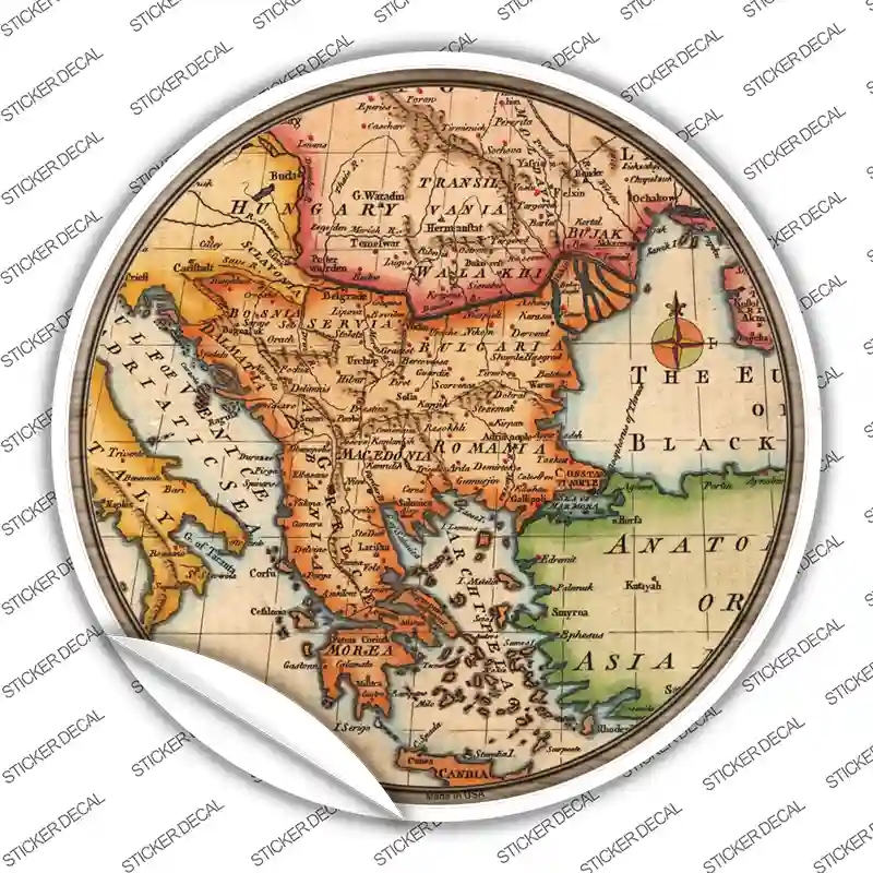C-1621s-L Former Yugoslavia Map Novelty Circle Sticker Decal, Large