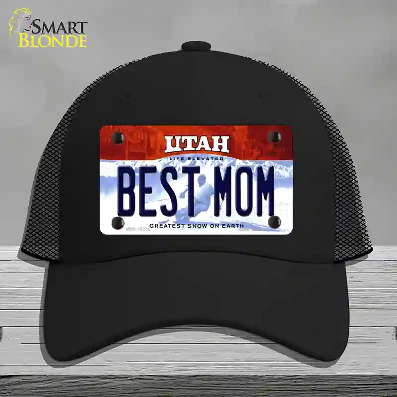 HAT01-MLP-10224 Best Mom Utah Novelty License Plate Hat, Mesh - Black