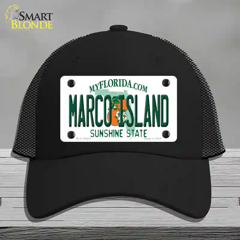 HAT01-MLP-10227 Marco Island Florida Novelty License Plate Hat, Mesh - Black