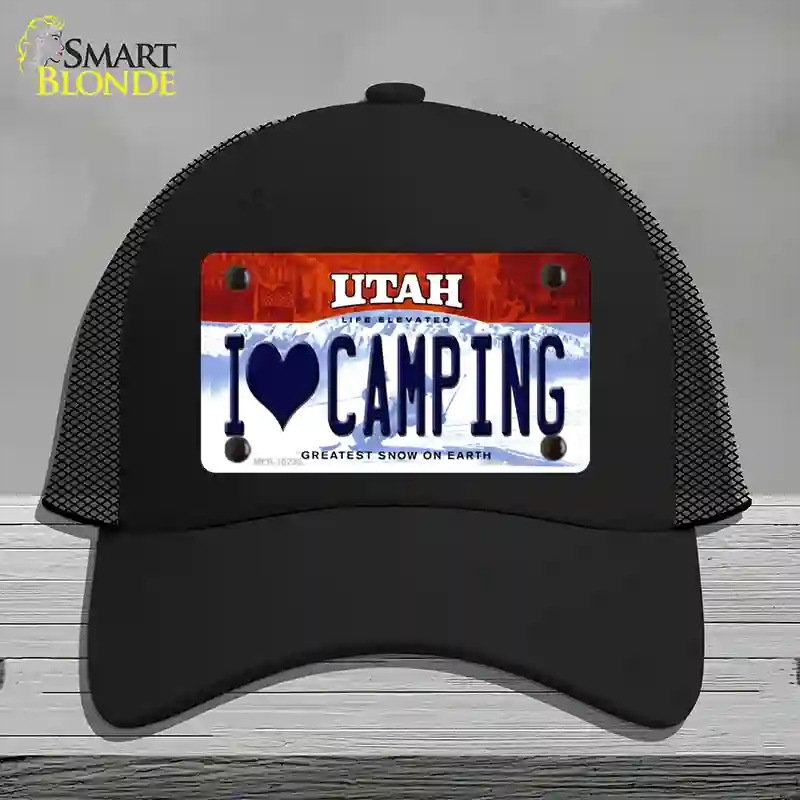 HAT01-MLP-10238 I Love Camping Utah Novelty License Plate Hat, Mesh - Black