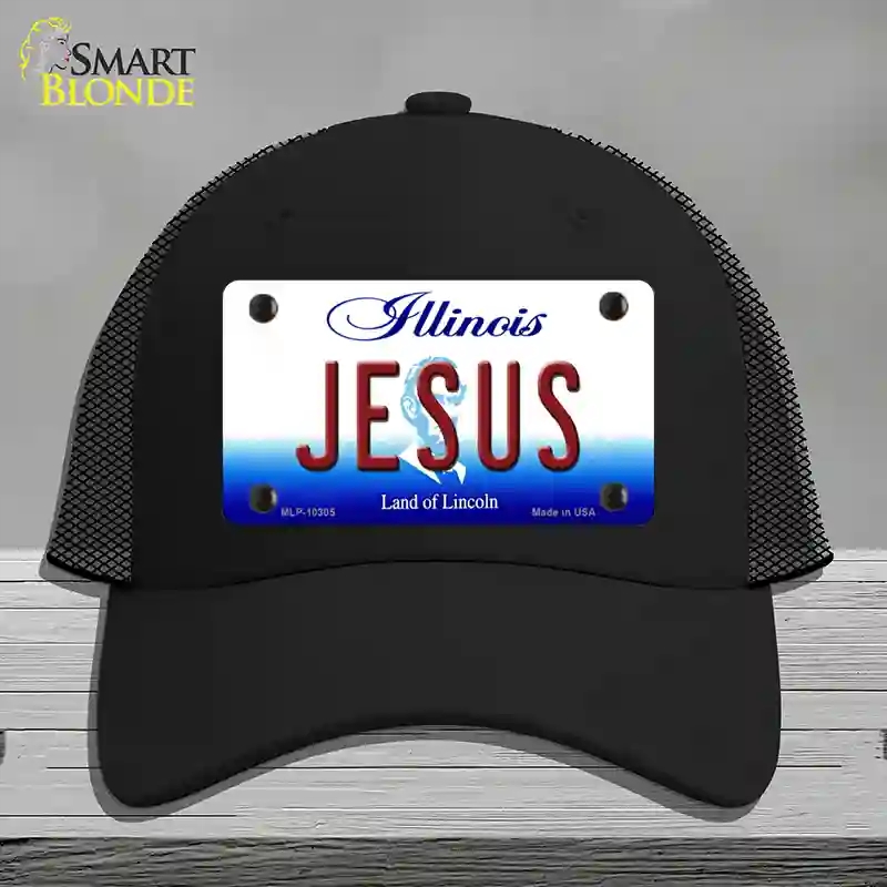 HAT01-MLP-10305 Jesus Illinois Novelty License Plate Hat, Mesh - Black