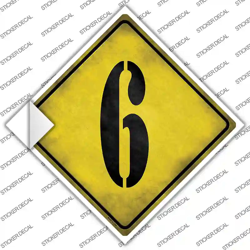 CX-303s-S Number 6 Xing Novelty Diamond Sticker Decal, Small