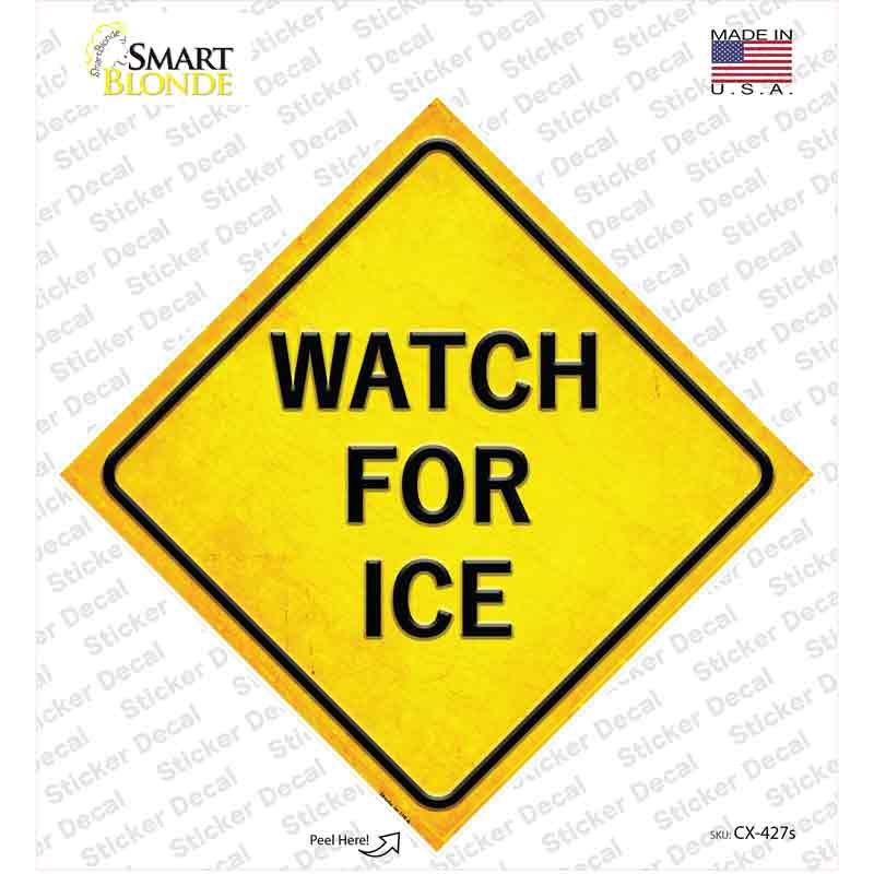 CX-427s-M Watch for Ice Novelty Diamond Sticker Decal, Medium
