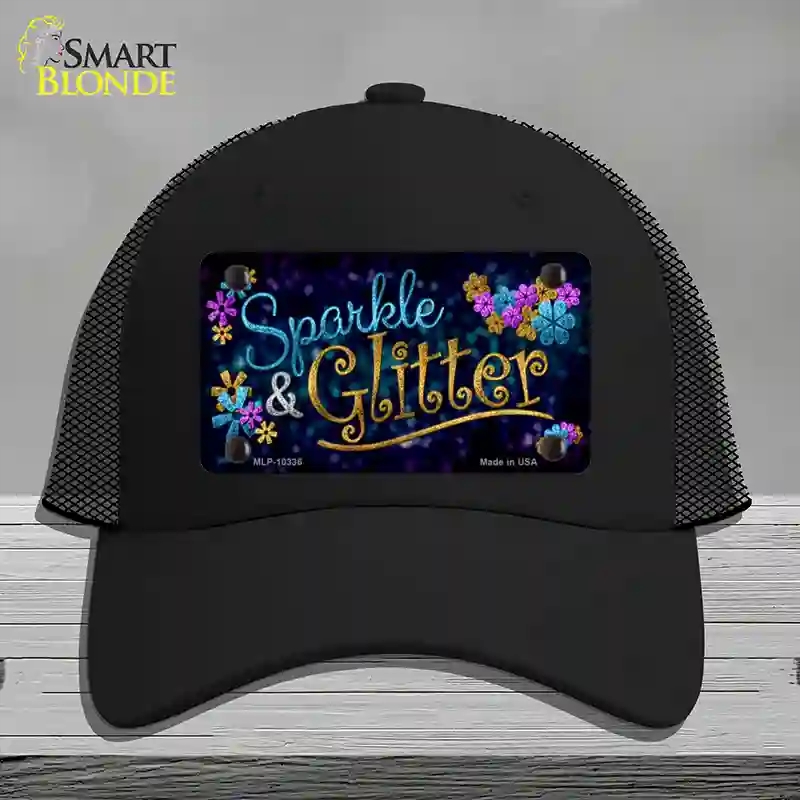 HAT01-MLP-10336 Sparkle & Glitter Novelty License Plate Hat, Mesh - Black