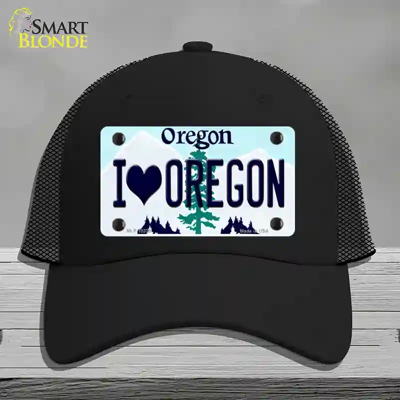 HAT01-MLP-10339 I Love Oregon Novelty License Plate Hat, Mesh - Black