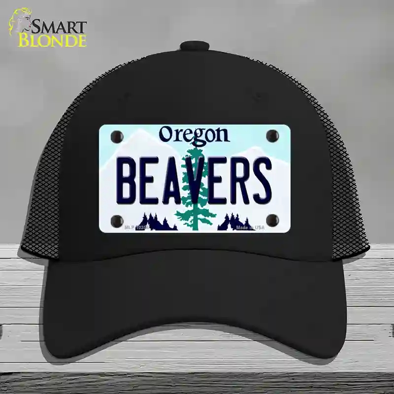 HAT01-MLP-10356 Beavers Oregon Novelty License Plate Hat, Mesh - Black