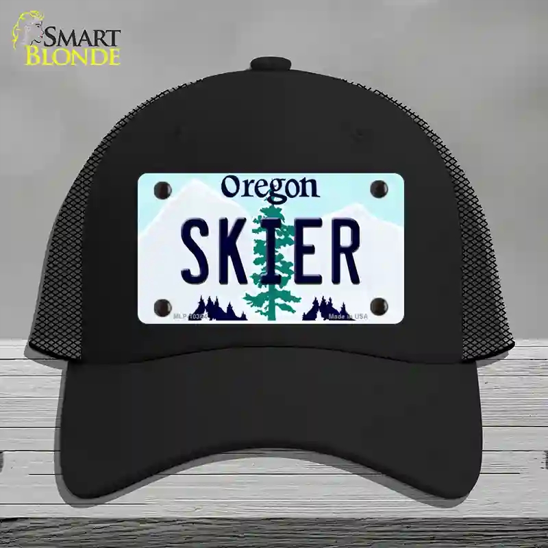 HAT01-MLP-10364 Skier Oregon Novelty License Plate Hat, Mesh - Black