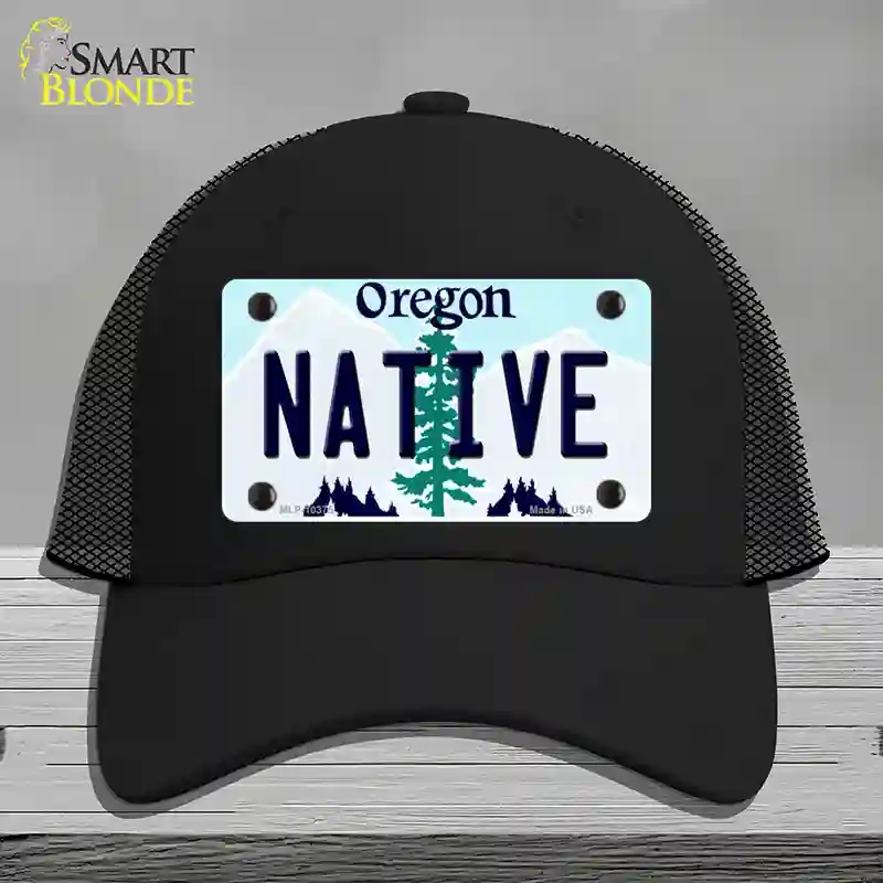 HAT01-MLP-10375 Native Oregon Novelty License Plate Hat, Mesh - Black