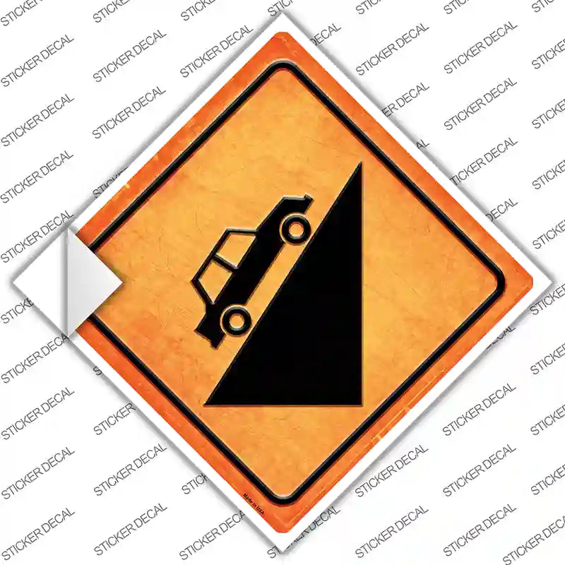 CX-504s-XL Steep Hill Ahead Novelty Diamond Sticker Decal, Extra Large