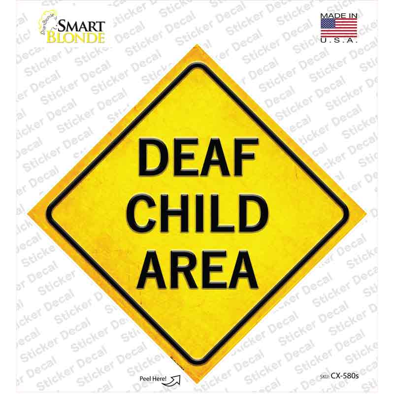 CX-580s-M Deaf Child Area Novelty Diamond Sticker Decal, Medium