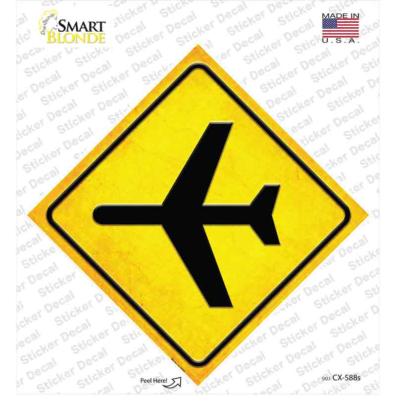 CX-588s-M Airplane Novelty Diamond Sticker Decal, Medium