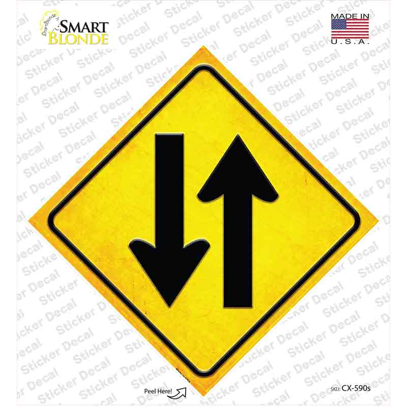 CX-590s-M Traffic Both Ways Novelty Diamond Sticker Decal, Medium