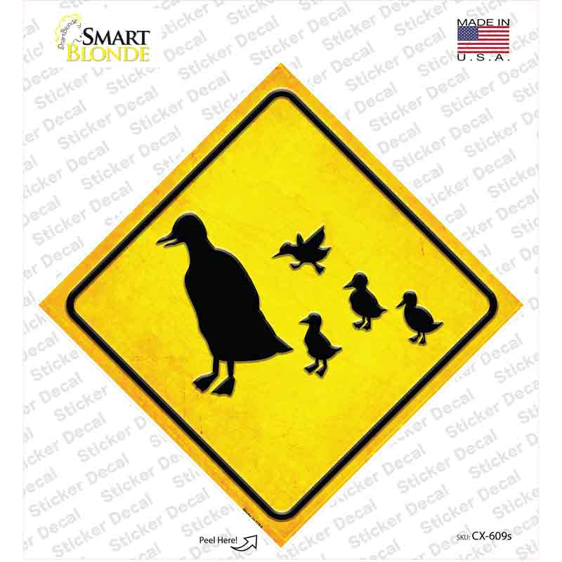 CX-609s-M Duck & Ducklings Novelty Diamond Sticker Decal, Medium