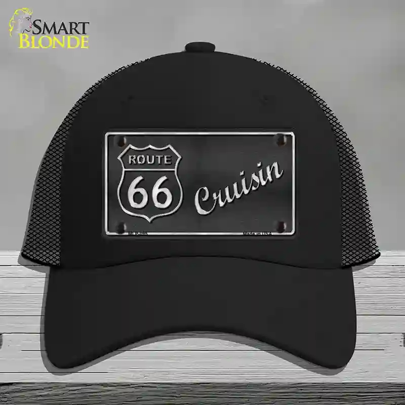 HAT01-MLP-095 Route 66 Cruising Novelty License Plate Hat, Mesh - Black