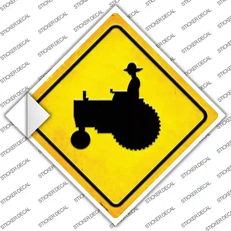 CX-445s-S Tractor Crossing Novelty Diamond Sticker Decal, Small