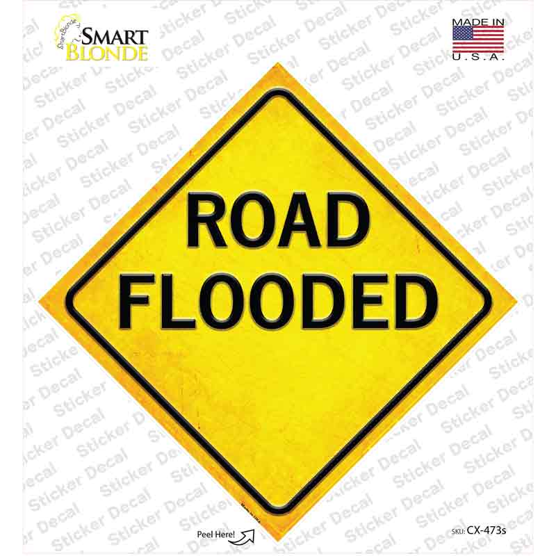CX-473s-M Road Flooded Novelty Diamond Sticker Decal, Medium