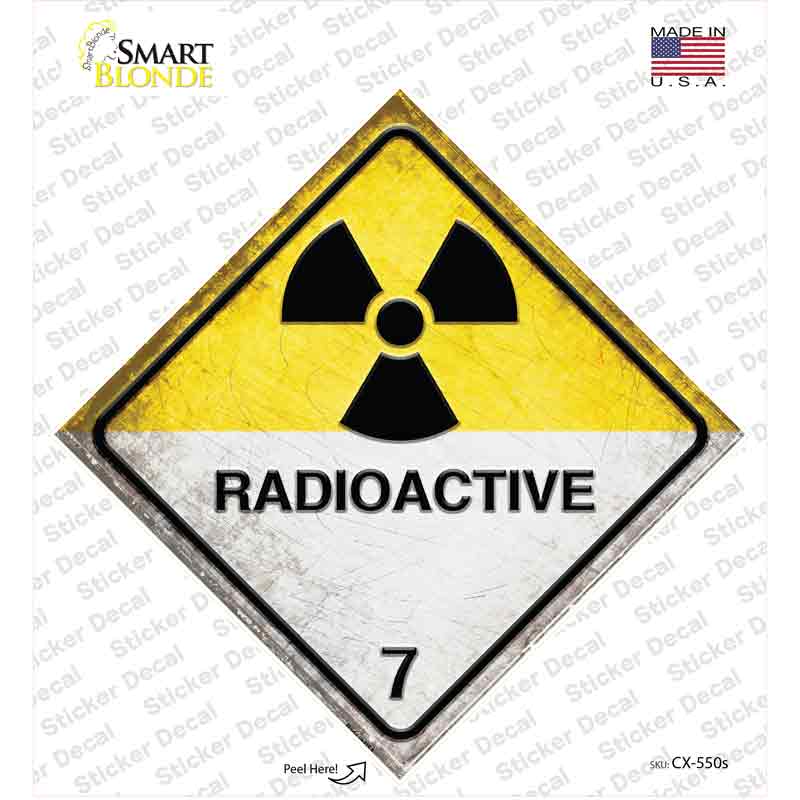 CX-550s-M Radioactive 7 Small Novelty Diamond Sticker Decal, Medium