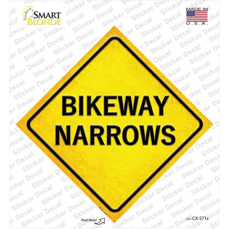 CX-571s-M Bikeway Narrows Novelty Diamond Sticker Decal, Medium