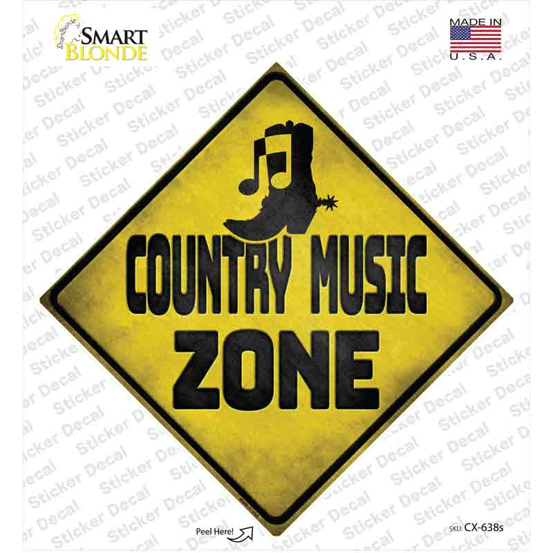 CX-638s-M Country Music Zone Novelty Diamond Sticker Decal, Medium