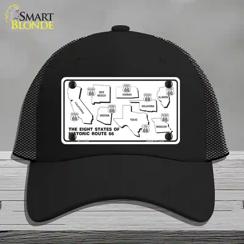 HAT01-MLP-098 Route 66 Historic States Novelty License Plate Hat, Mesh - Black