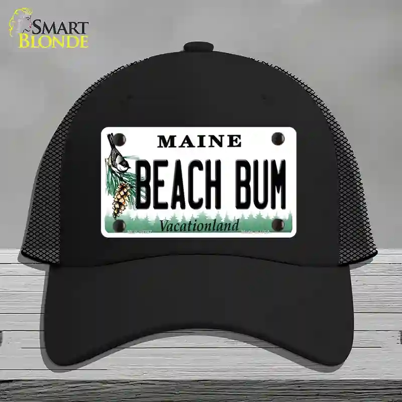 HAT01-MLP-10397 Beach Bum Maine Novelty License Plate Hat, Mesh - Black