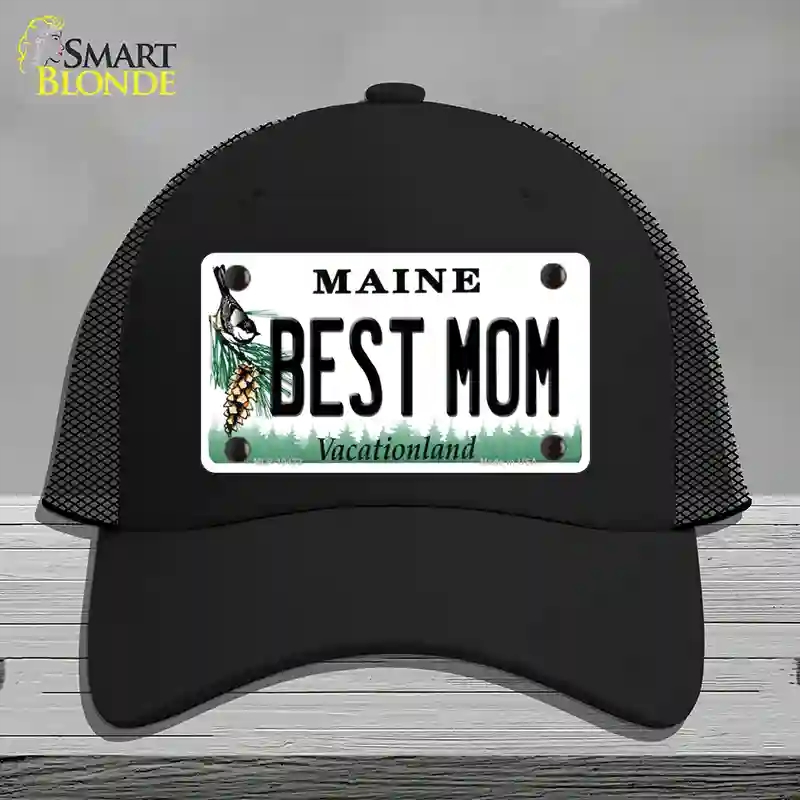 HAT01-MLP-10422 Best Mom Maine Novelty License Plate Hat, Mesh - Black