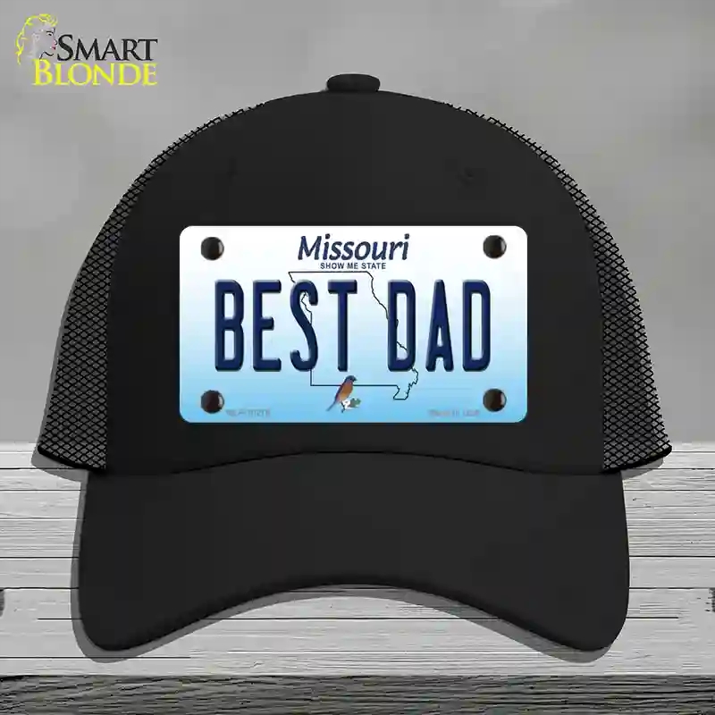 HAT01-MLP-10276 Best Dad Missouri Novelty License Plate Hat, Mesh - Black