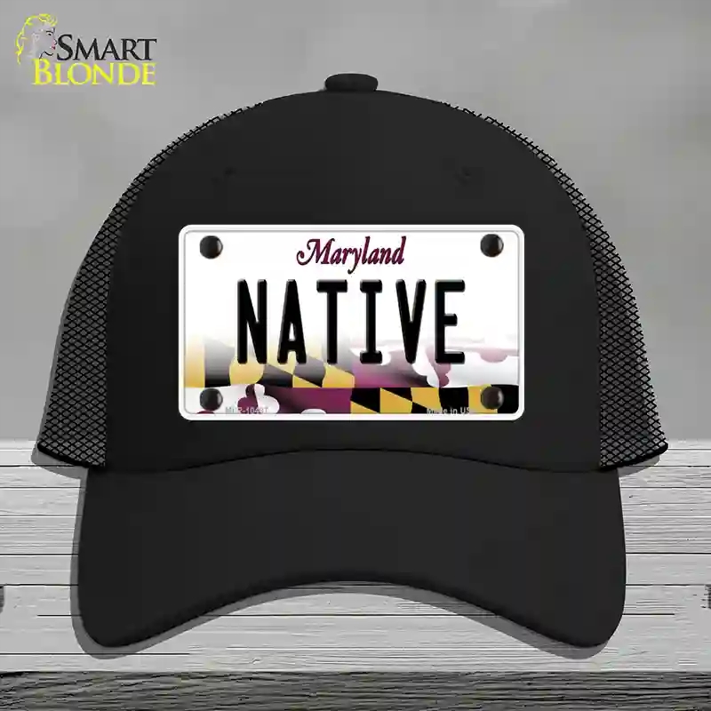 HAT01-MLP-10497 Native Maryland Novelty License Plate Hat, Mesh - Black