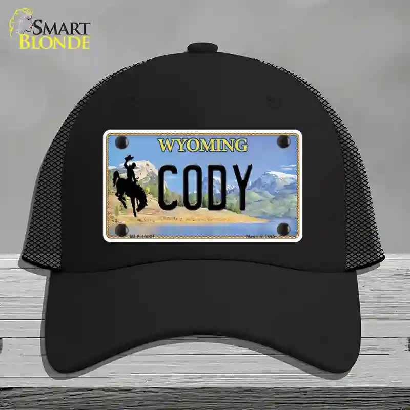 HAT01-MLP-10521 Cody Wyoming Novelty License Plate Hat, Mesh - Black