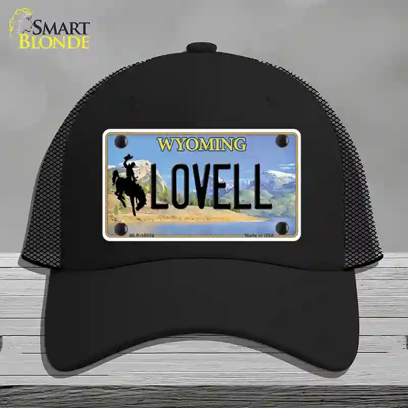 HAT01-MLP-10524 Lovell Wyoming Novelty License Plate Hat, Mesh - Black