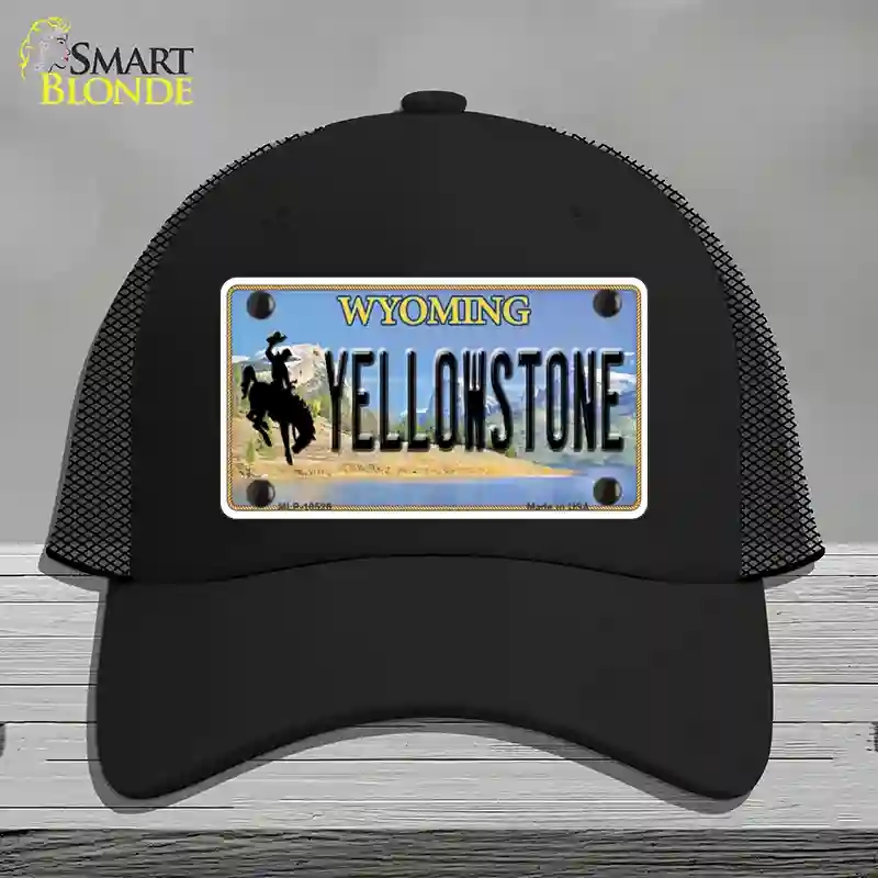 HAT01-MLP-10526 Yellowstone Wyoming Novelty License Plate Hat, Mesh - Black