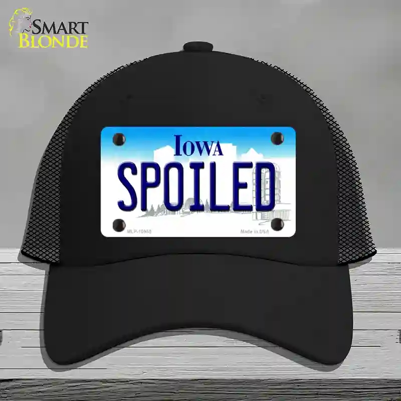 HAT01-MLP-10955 Spoiled Iowa Novelty License Plate Hat, Mesh - Black