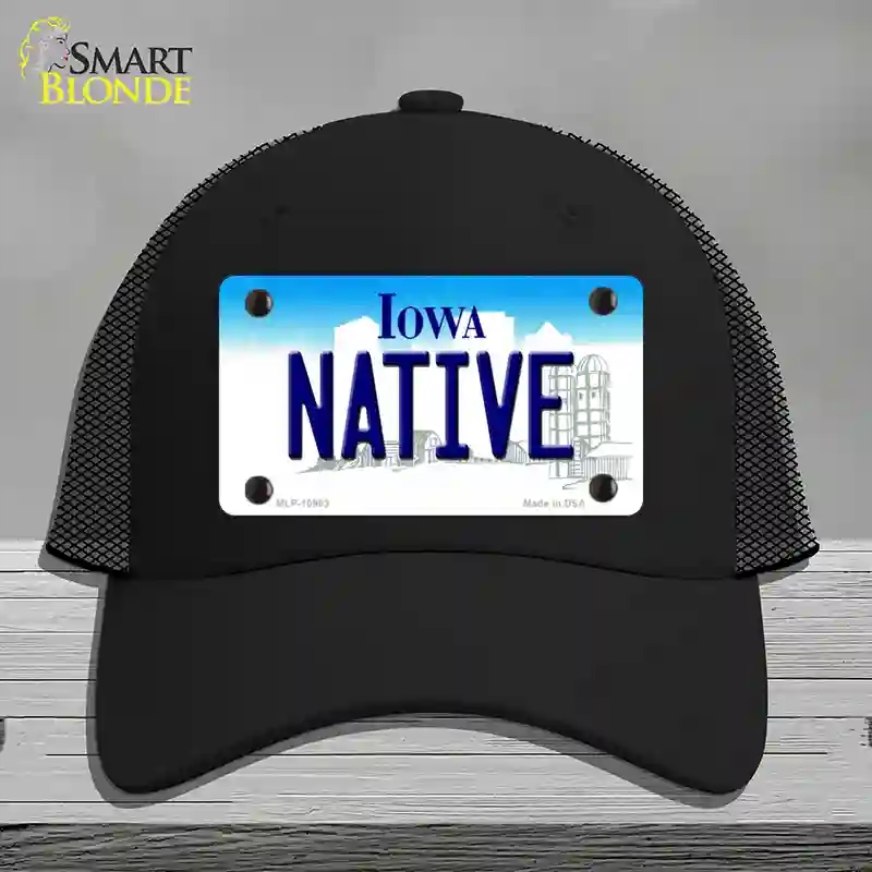 HAT01-MLP-10963 Native Iowa Novelty License Plate Hat, Mesh - Black