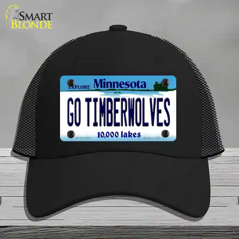 HAT01-MLP-11055 Go Timberwolves Minnesota State Novelty License Plate Hat, Mesh - Black