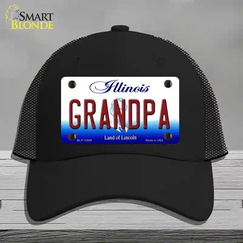 HAT01-MLP-10299 Grandpa Illinois Novelty License Plate Hat, Mesh - Black